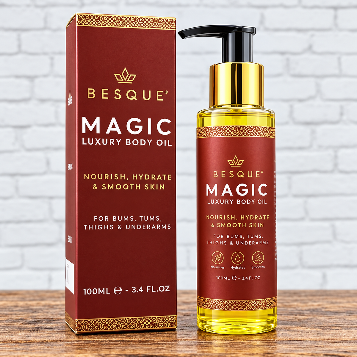 Besque Magic Luxury Body Oil 3.4 oz – Hydrating & Smoothing Body Oil