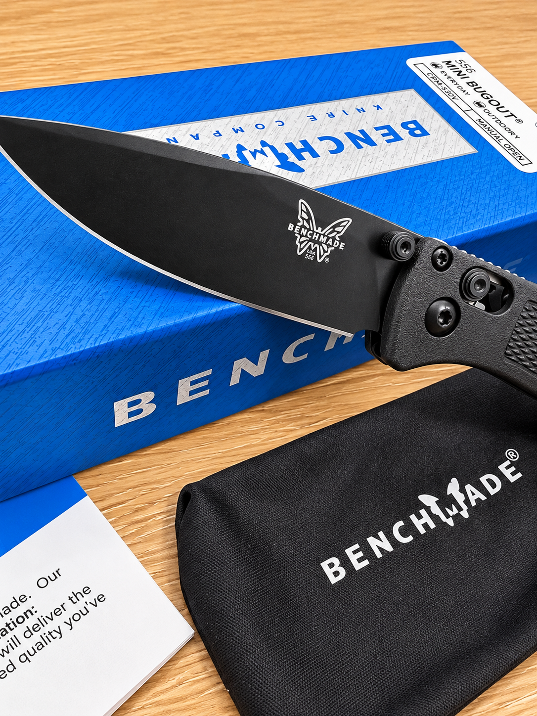 Benchmade Bugout Folding Pocket Knife Black Blade with Box and Pouch