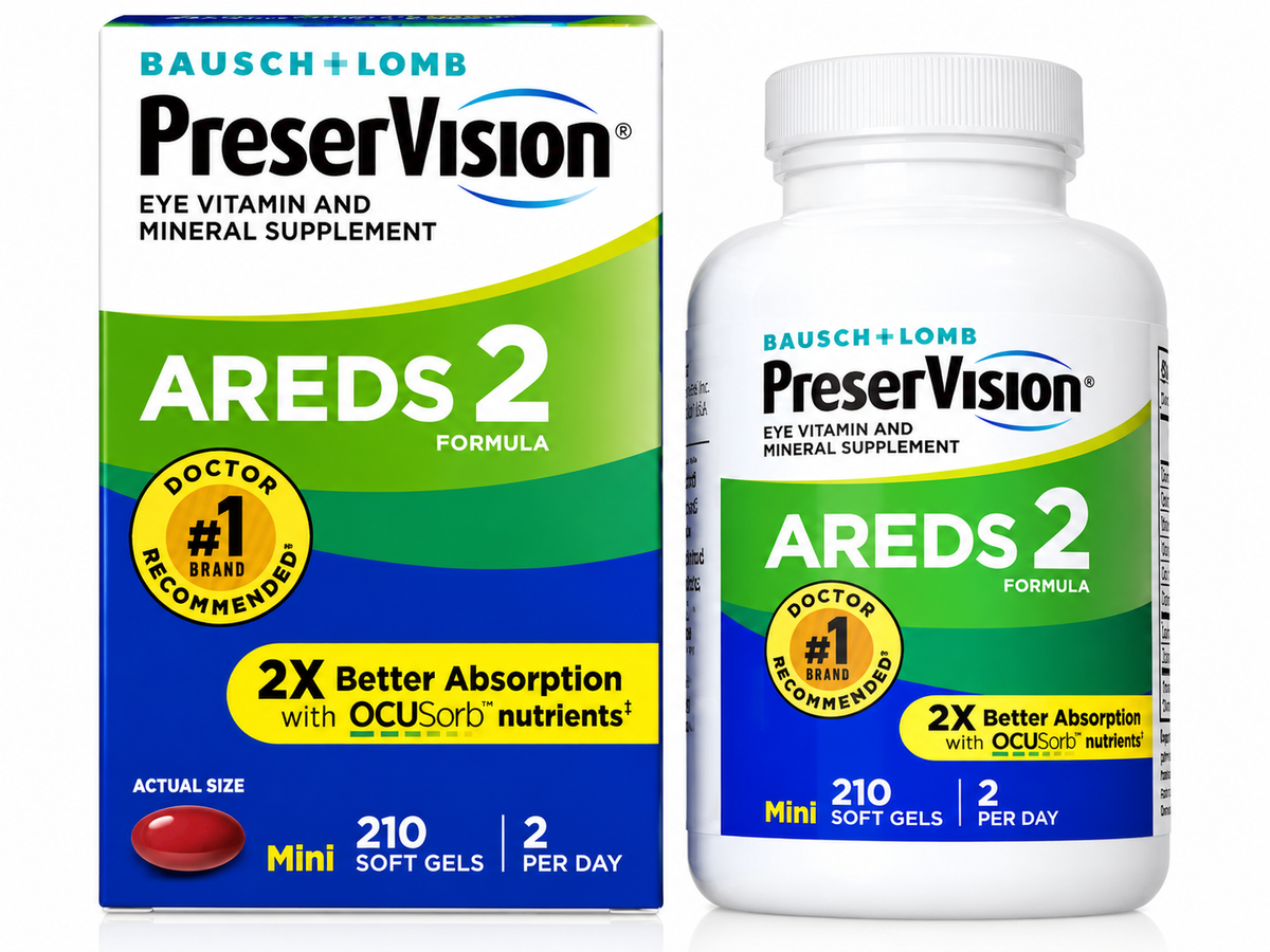 Bausch + Lomb PreserVision AREDS 2 Eye Vitamin & Mineral Supplement, 210 Mini Soft Gels