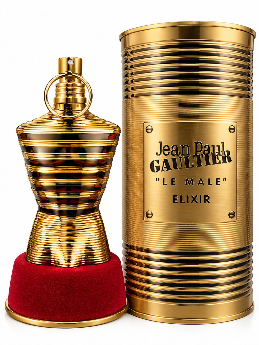 New Jean Paul Gaultier Le Male Elixir Men's Parfum Spray with Gold Bottle & Tin