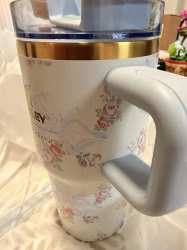 Stanley Floral Stainless Steel Tumbler – Blue & Pink Flowers, 20 oz
