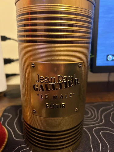 New Jean Paul Gaultier Le Male Elixir Men's Parfum Spray with Gold Bottle & Tin